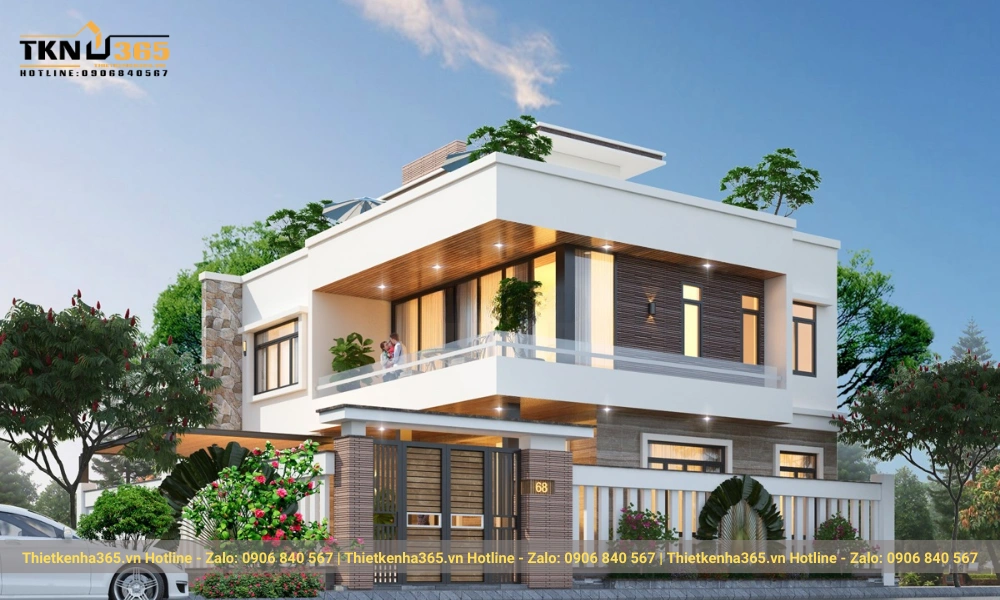 Mẫu biệt thự hiện đại 2 tầng mái bằng