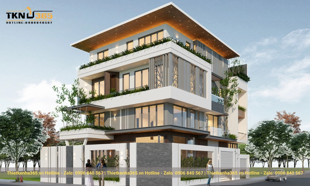 mẫu biệt thự hiện đại 4 tầng