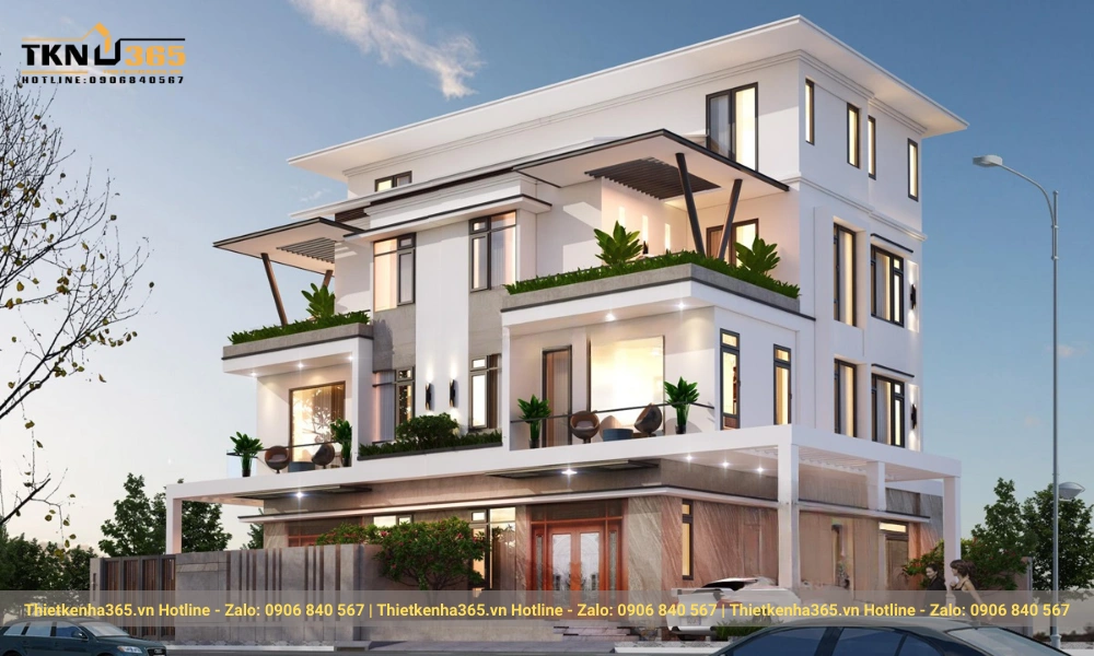 mẫu biệt thự hiện đại 4 tầng