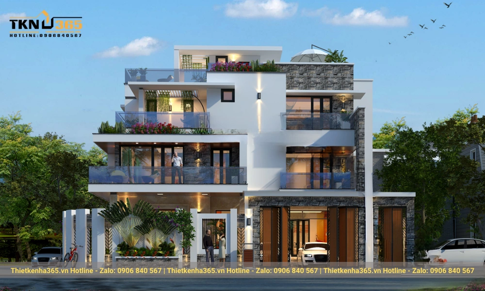 mẫu biệt thự hiện đại 4 tầng