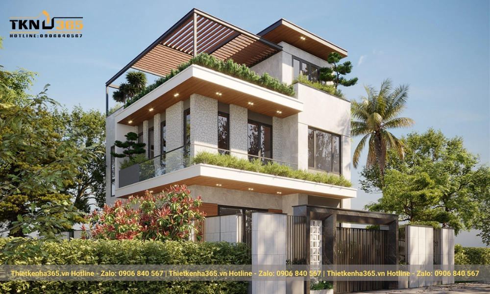 Mẫu biệt thự hiện đại 2 tầng mái thái đẹp