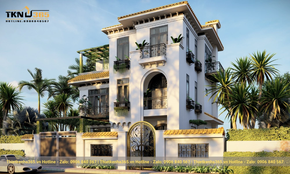 Mẫu biệt thự 3 tầng hiện đại, gần gũi với thiên nhiên