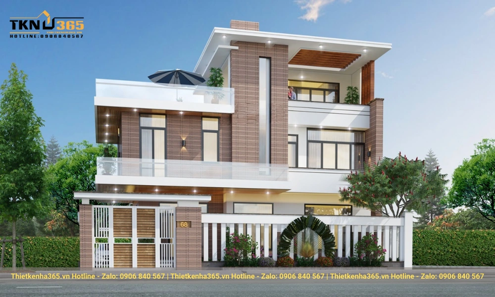 Mẫu biệt thự hiện đại 3 tầng mái bằng đẹp ấn tượng