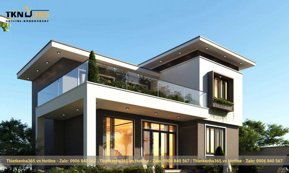 Mẫu biệt thự hiện đại 2 tầng mái bằng