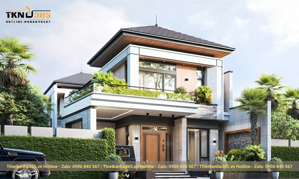 Mẫu biệt thự hiện đại 2 tầng mái thái đẹp