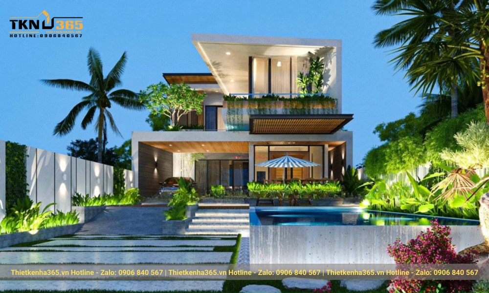 Mẫu biệt thự phong cách hiện đại 2 tầng kết nối thiên nhiên