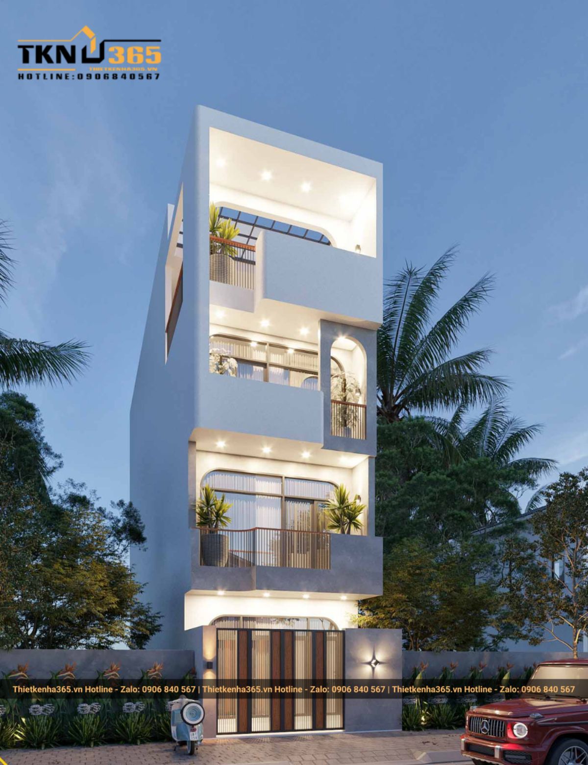 Mẫu nhà ống 3 tầng mặt tiền 4m phong cách hiện đại