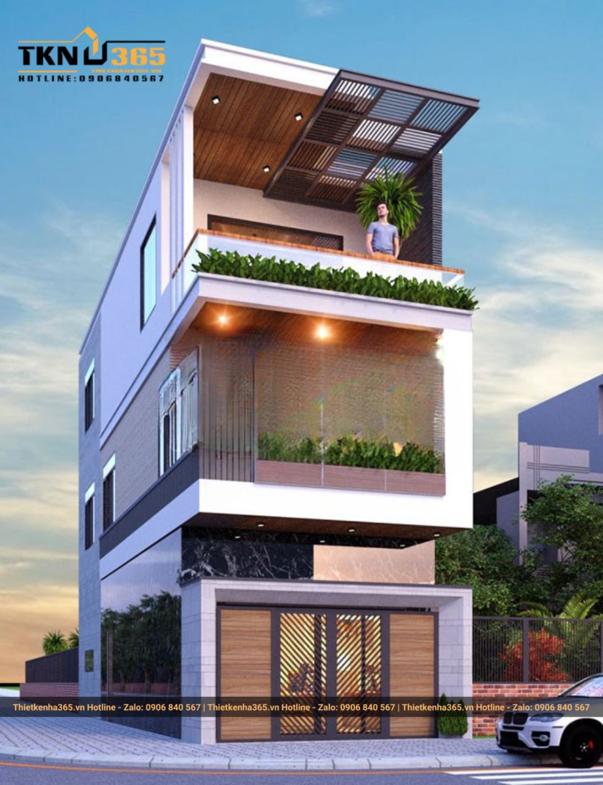 Mẫu mặt tiền nhà phố đẹp 4m 64m2