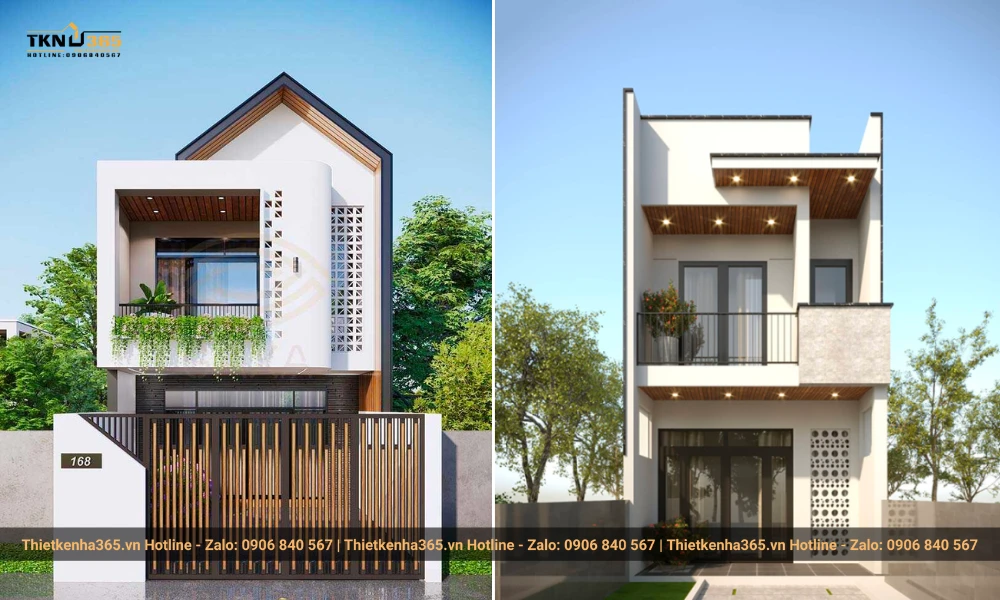 Mẫu nhà kiểu 2 tầng có mái tôn diện tích nhỏ 