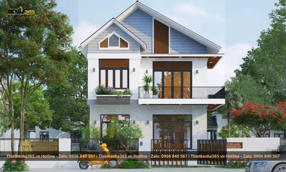 Mẫu nhà ống 2 tầng mái tôn hiện đại với 3 phòng ngủ 