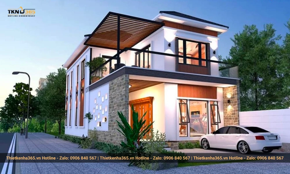 Mẫu nhà 2 tầng mái tôn đẹp, tiết kiệm chi phí 