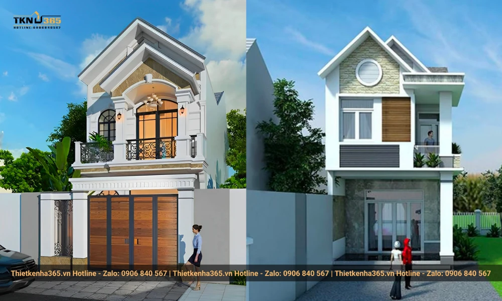 Mẫu nhà kiểu 2 tầng có mái tôn diện tích nhỏ 