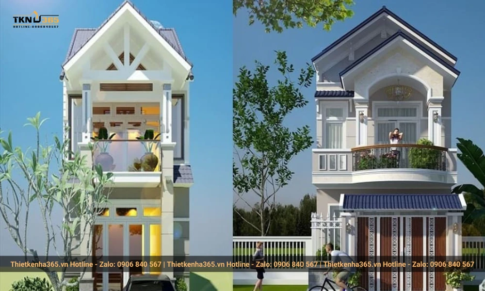 Mẫu nhà ống 2 tầng mái tôn