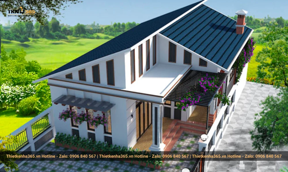 Ưu điểm của nhà 2 tầng mái tôn 