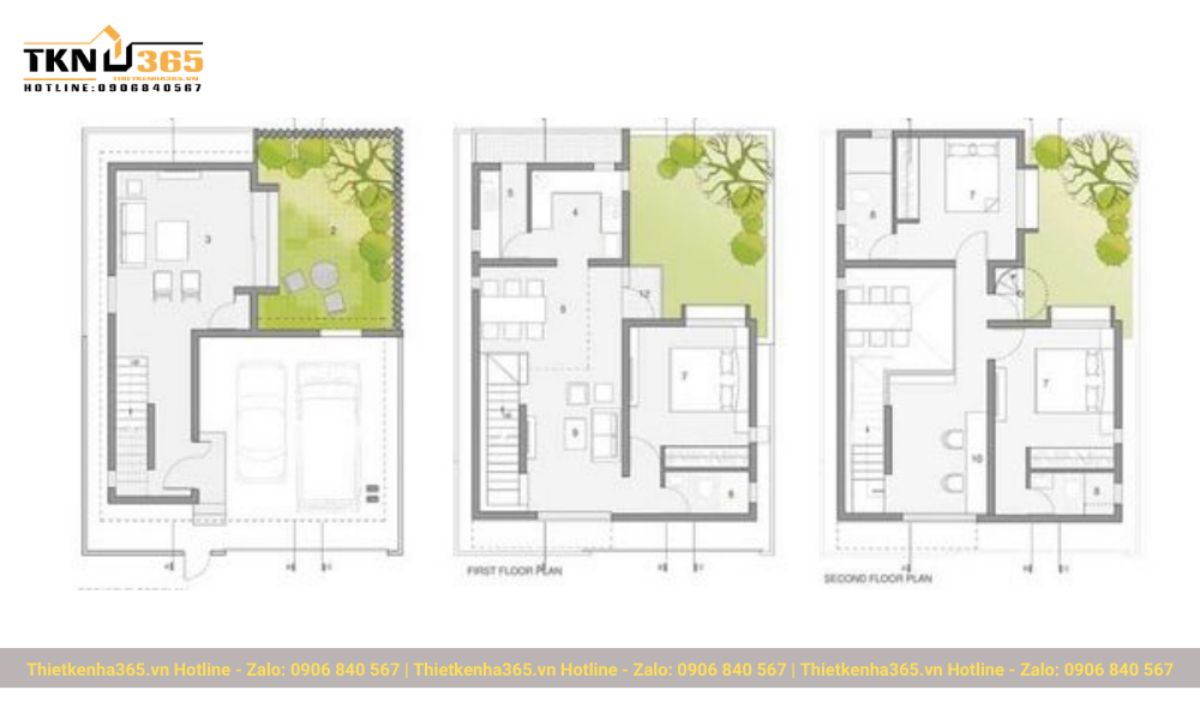 Bản vẽ thiết kế nhà 2 tầng 6mx7m