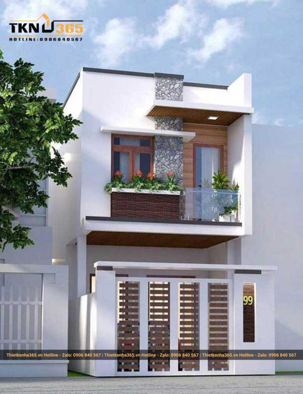 Mẫu thiết kế nhà phố 2 tầng 6mx7m