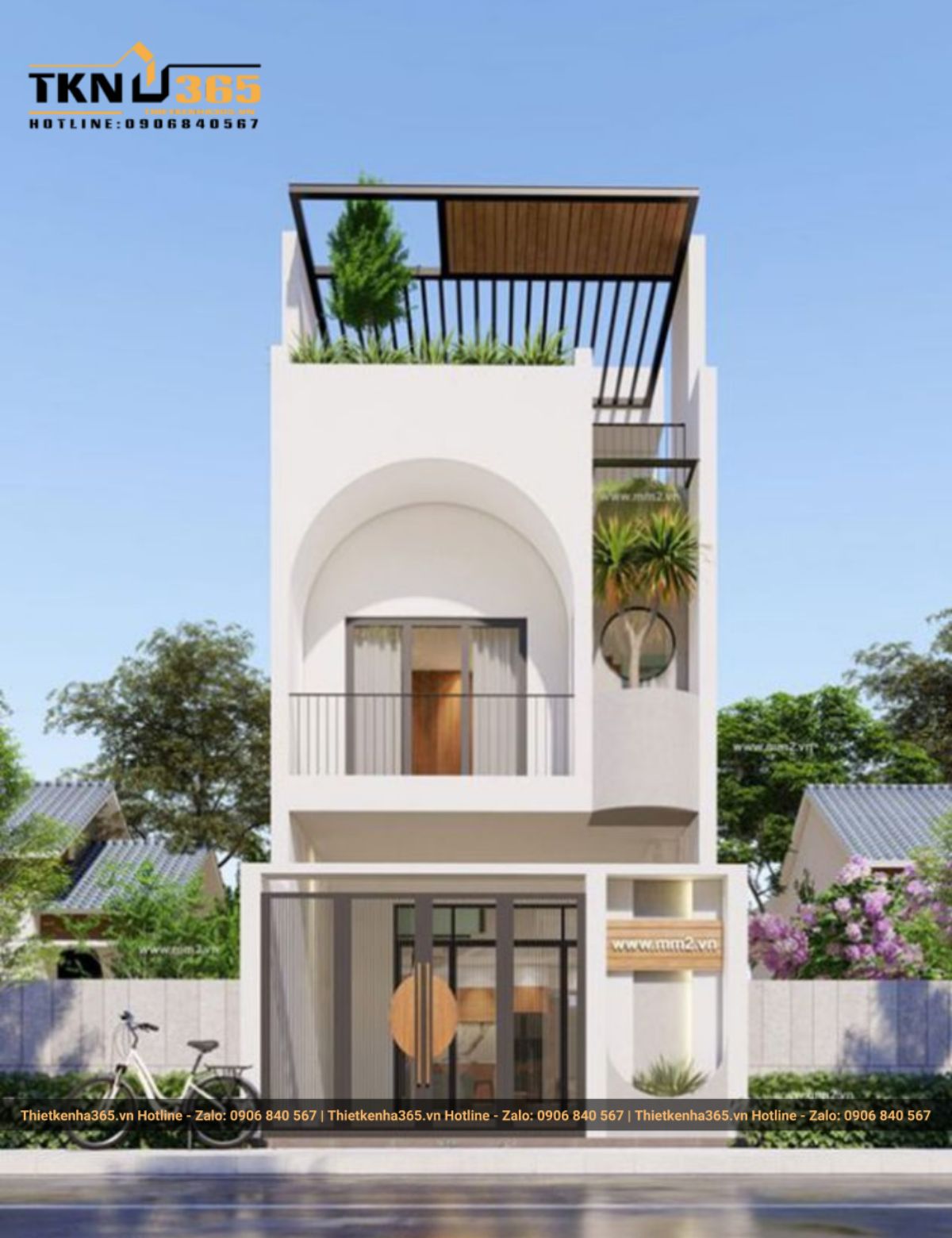 Mẫu thiết kế nhà 6mx7m 2 tầng tum