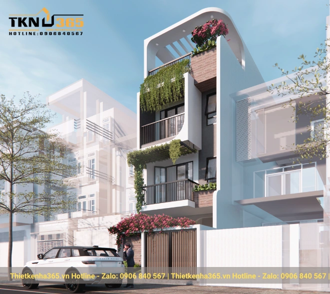 Nhà phố phong cách Địa Trung Hải với gam màu nhẹ nhàng