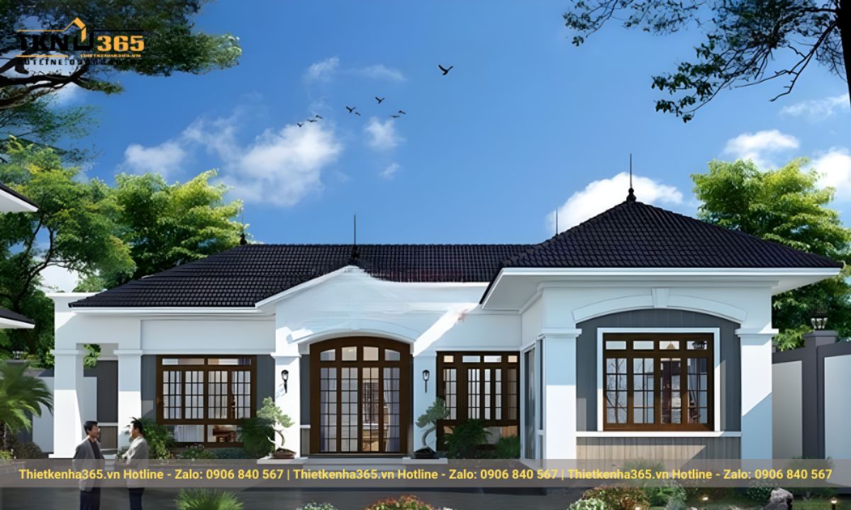 Mẫu nhà chữ L mái bằng 1 tầng