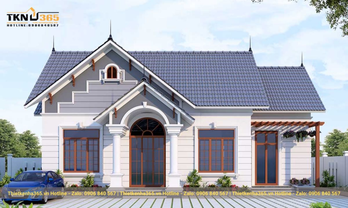 Mẫu nhà chữ L mái bằng 1 tầng