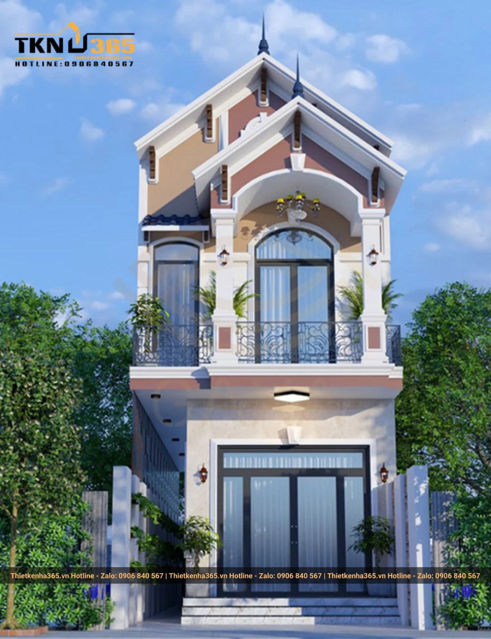 Nhà ống 2 tầng mặt tiền 5m thiết kế độc đáo