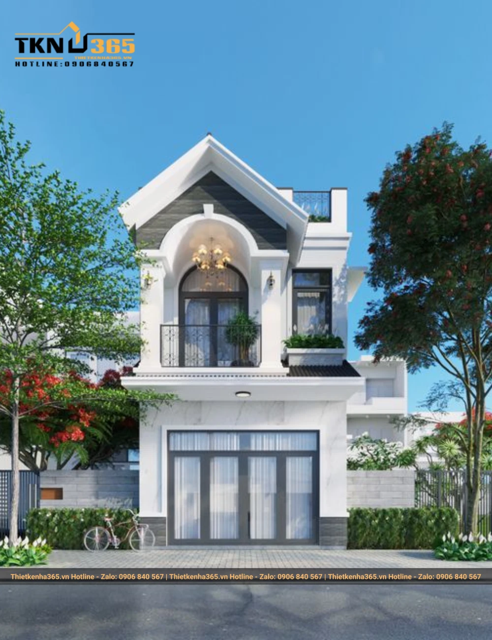 Nhà ống 2 tầng mặt tiền 5m thiết kế độc đáo