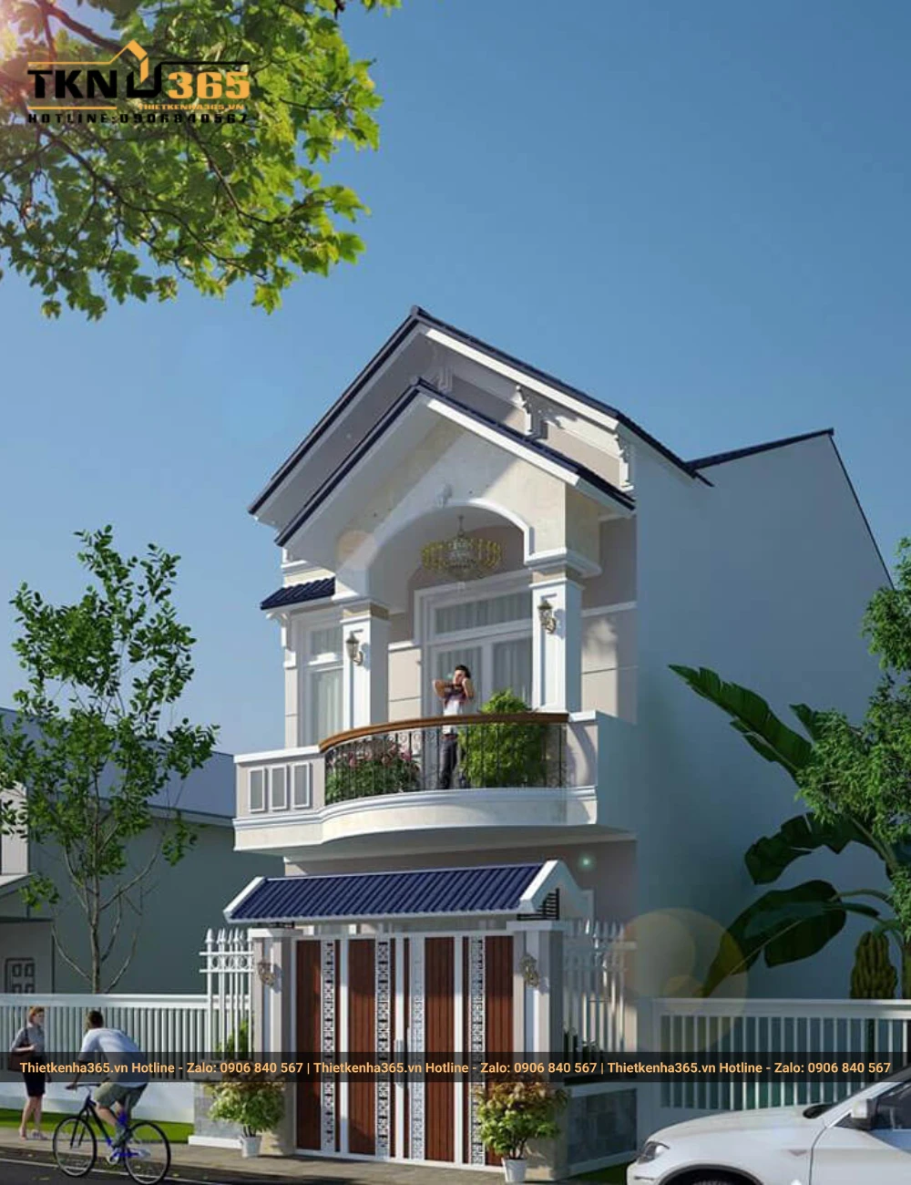 Mẫu nhà ống 2 tầng mái thái mặt tiền 5m đẹp ấn tượng