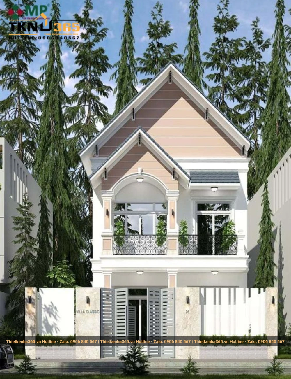 Mẫu nhà ống 2 tầng mái thái mặt tiền 5m đẹp ấn tượng