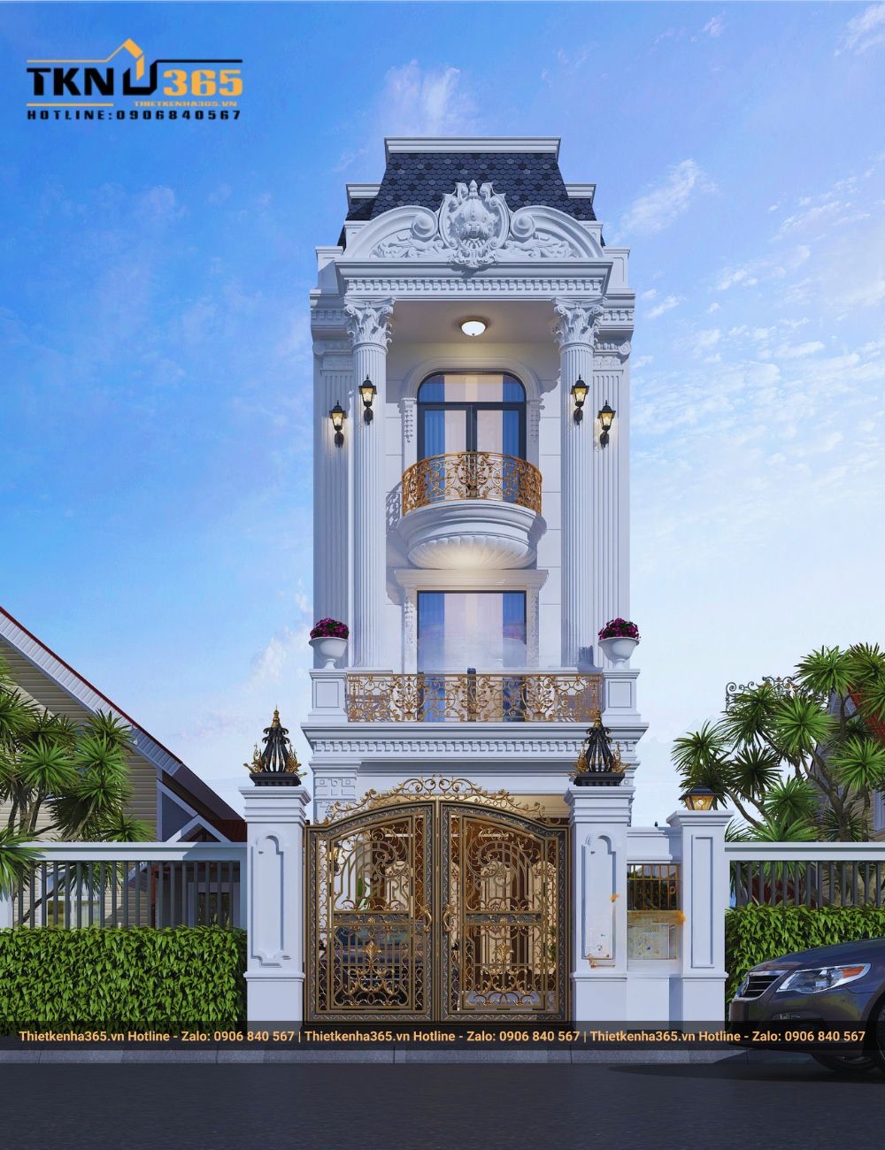 Thiết Kế Nhà Phố Cổ Điển Đẹp 3 Tầng