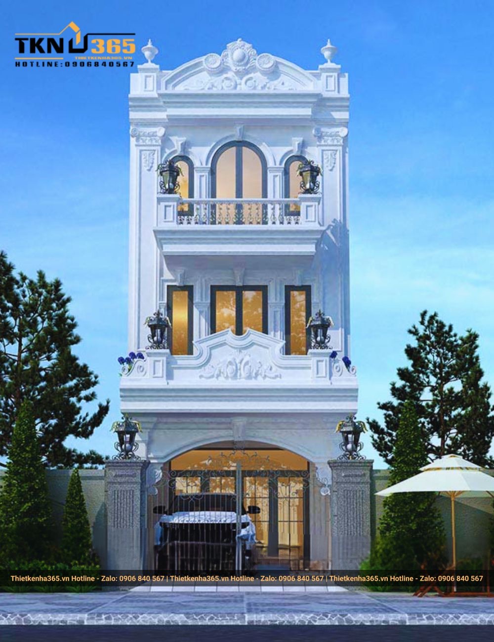 Thiết kế nhà phố Cổ Điển Đẹp 3 Tầng