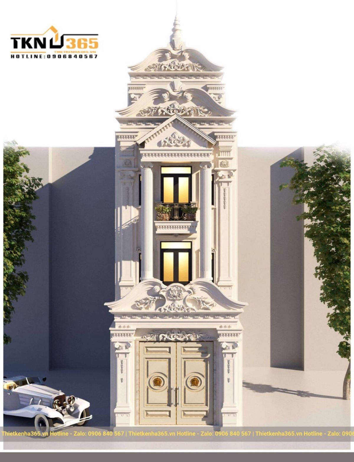 Thiết kế nhà phố Cổ Điển đẹp 4 Tầng