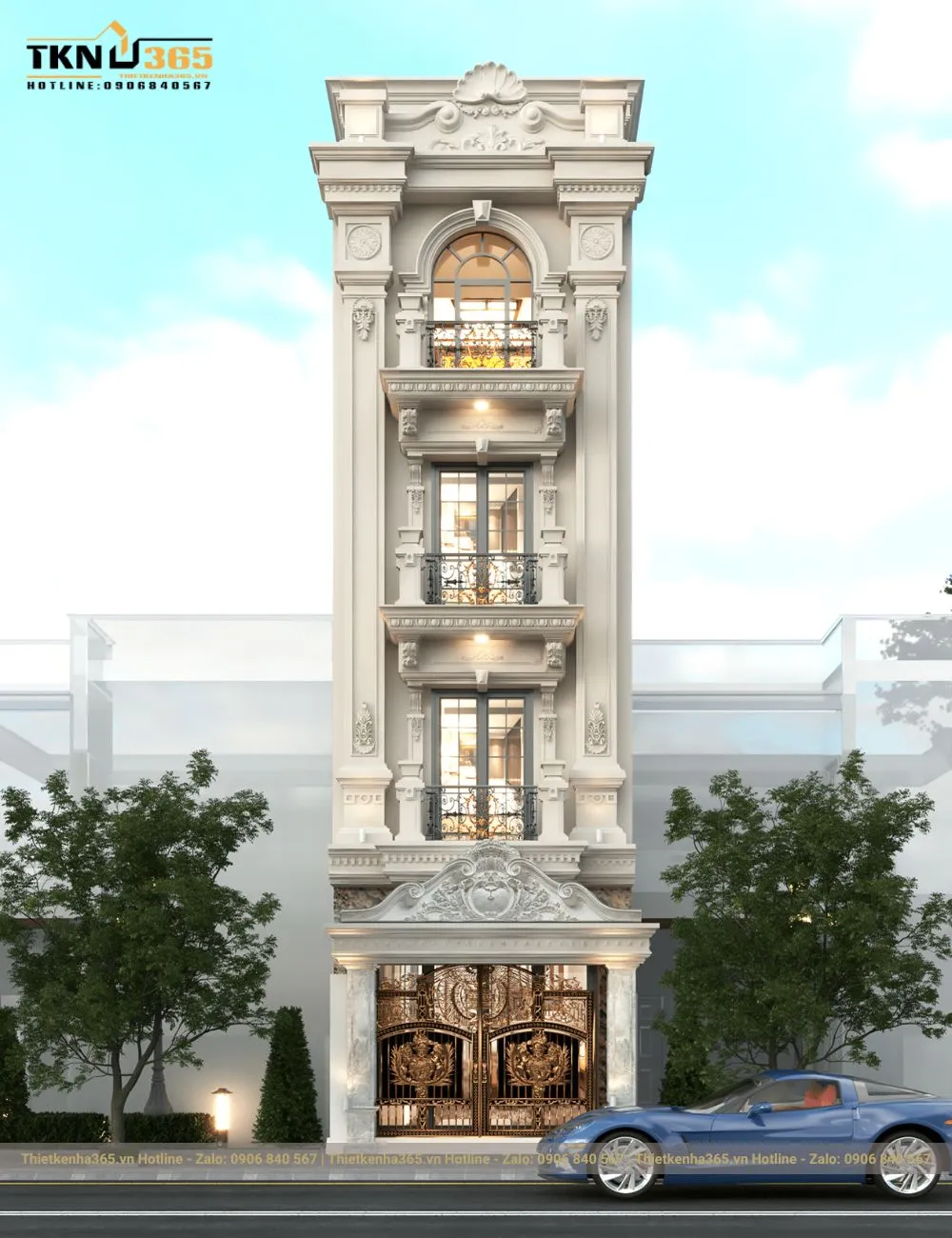 Nhà phố 4 tầng cổ điển