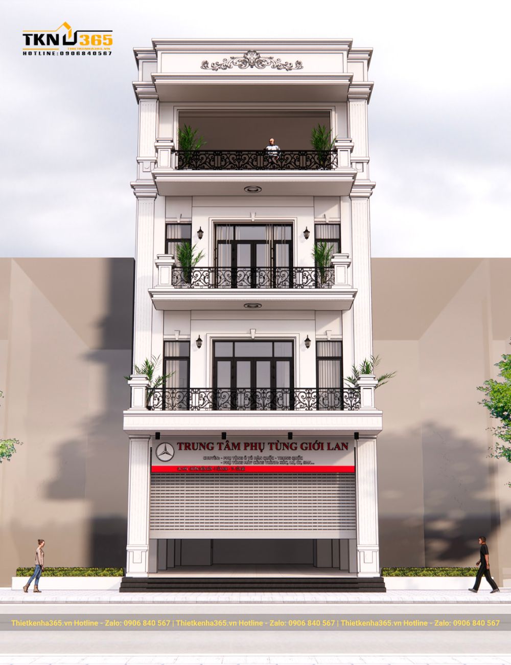 thiết kế nhà phố tân cổ điển 5 tầng