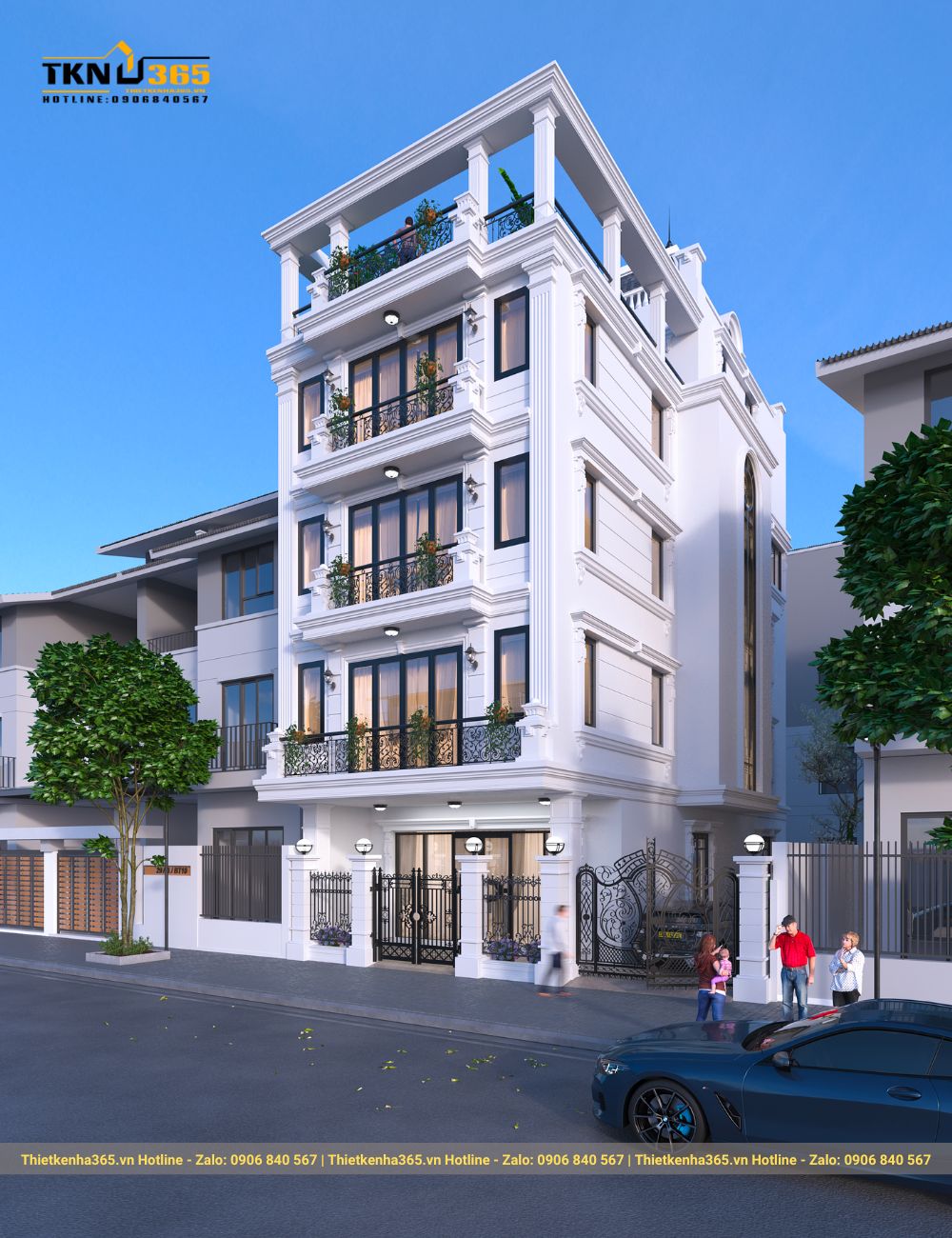 nhà phong cách tân cổ điển 5 tầng