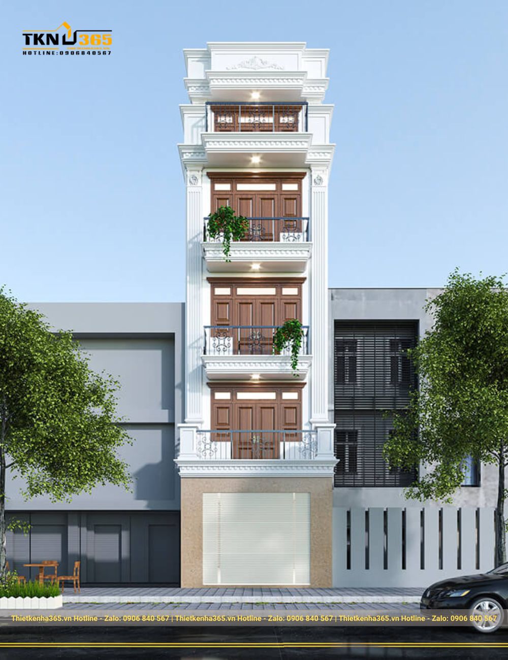 nhà tân cổ điển 5 tầng