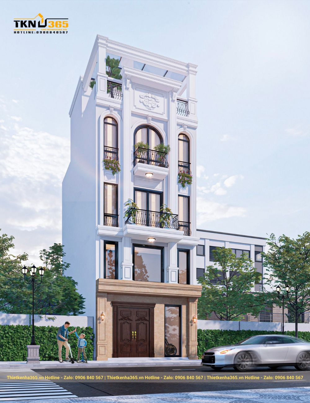 nhà phố tân cổ điển 5 tầng