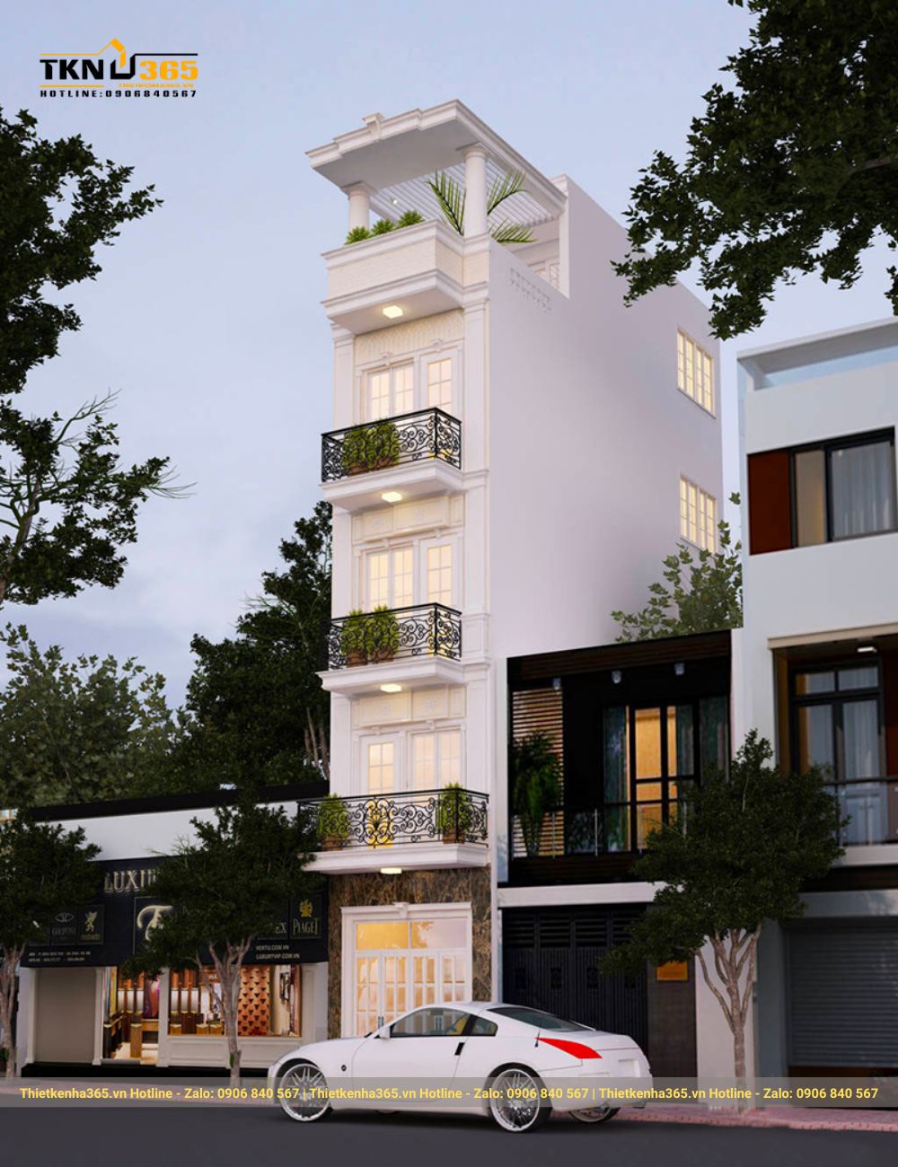 nhà phố tân cổ điển 4 tầng