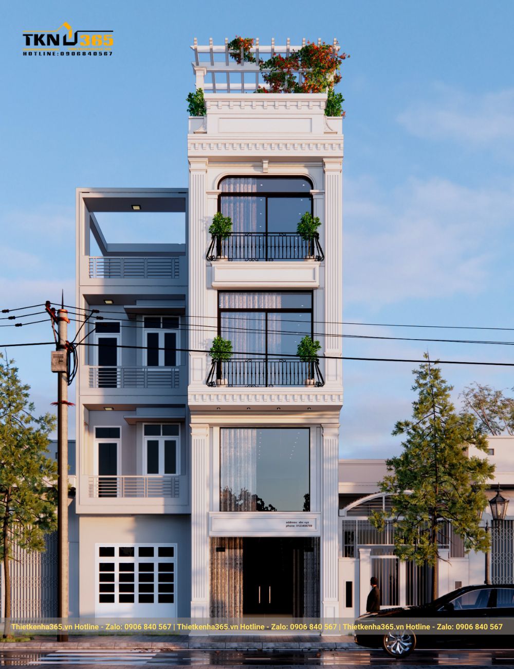 nhà phố tân cổ điển 4 tầng