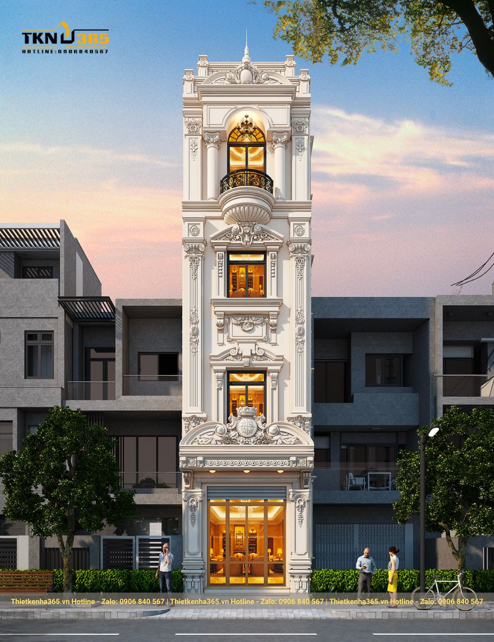 nhà phố tân cổ điển 4 tầng