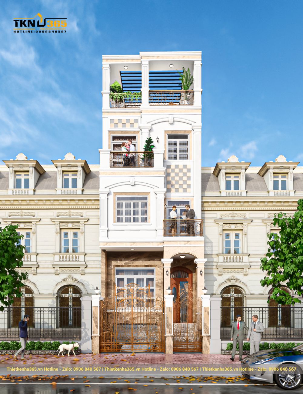 nhà phố tân cổ điển 4 tầng