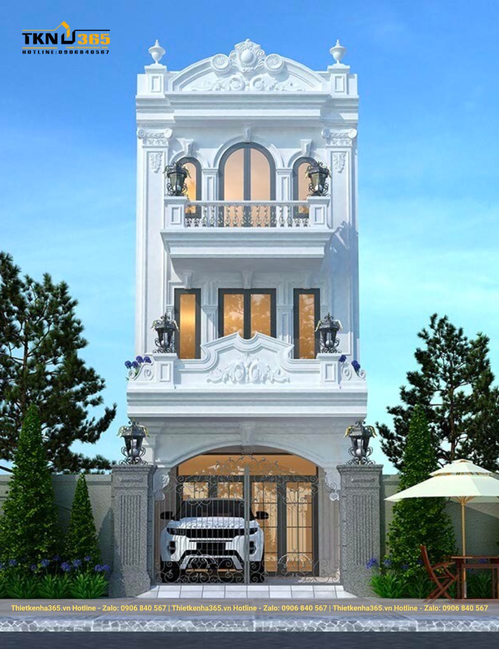 nhà phố tân cổ điển sử dụng kính