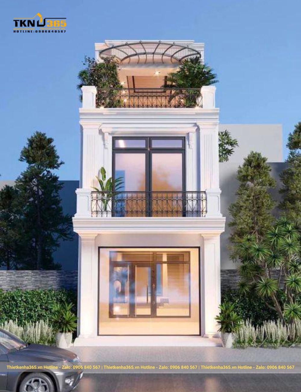 nhà phố tân cổ điển có hệ thống ánh sáng