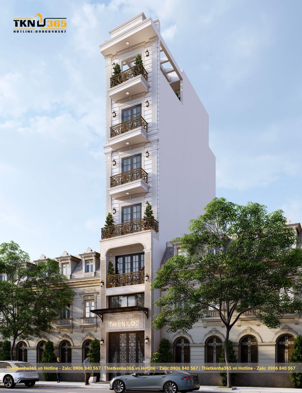 nhà phố mặt tiền 5m tân cổ điển