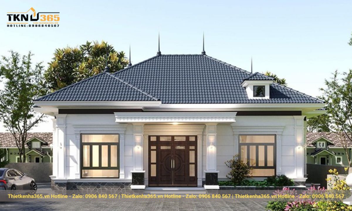 thiết kế nhà 1 tầng 3 phòng ngủ