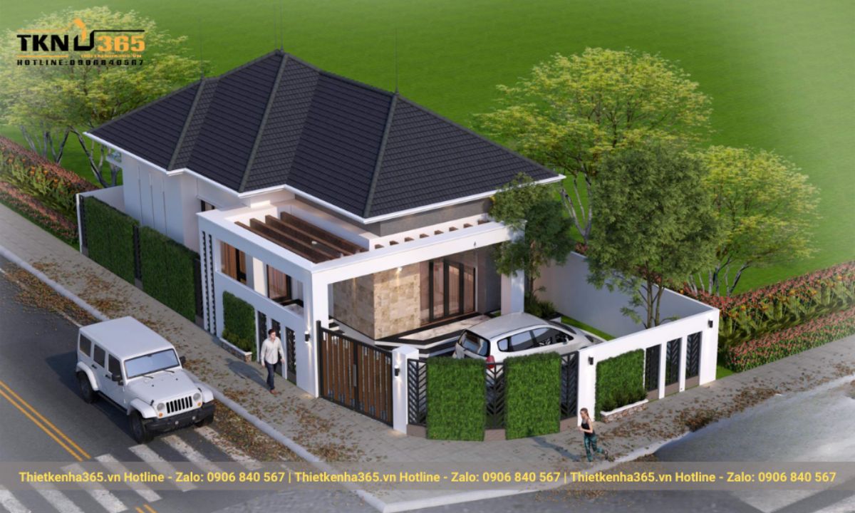 thiết kế nhà 1 tầng 3 phòng ngủ