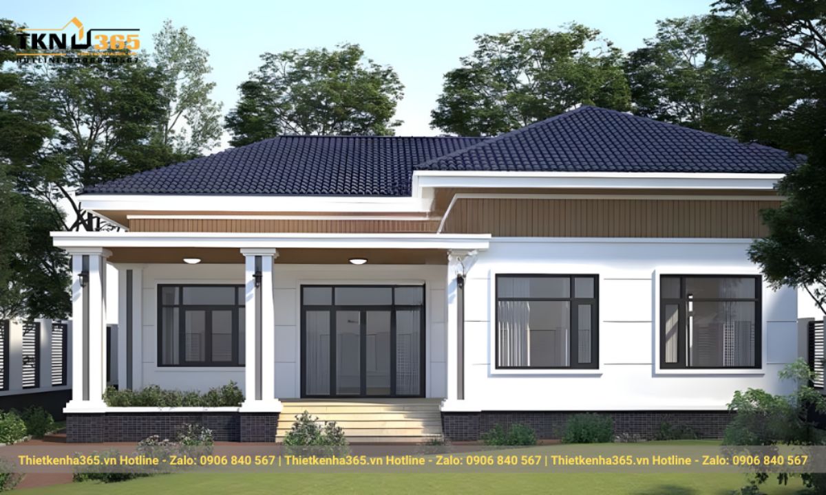 thiết kế nhà 1 tầng 3 phòng ngủ