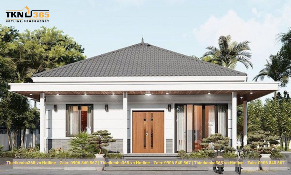 thiết kế nhà 1 tầng 3 phòng ngủ