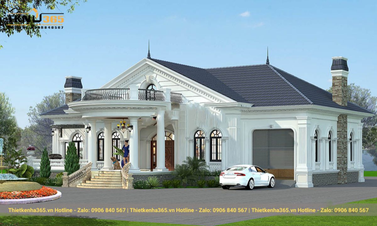 thiết kế nhà 1 tầng 3 phòng ngủ