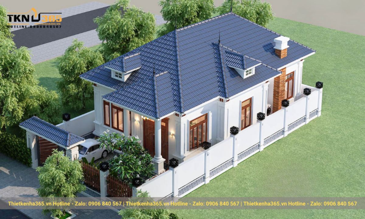 thiết kế nhà 1 tầng 3 phòng ngủ