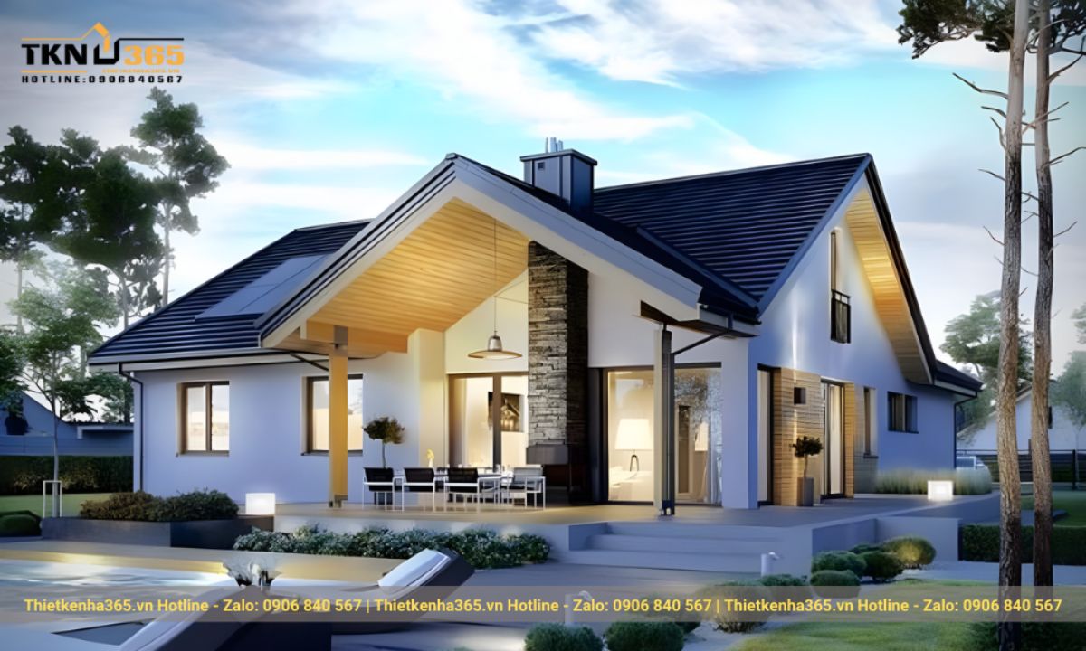 thiết kế nhà 1 tầng 3 phòng ngủ